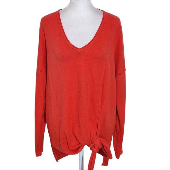 Soma Red V-Neck Sweater Size Large Soma Red Sweater with Tie Waist - Picture 1 of 8